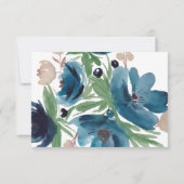 エレガントほこりっぽい青金ゴールドフローラ水結婚色の 出欠カード (裏面)