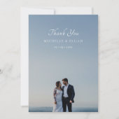 エレガントほこりピンク結婚フォトサンキューカード サンキューカード (正面)
