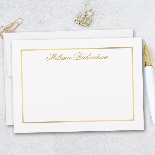 エレガントまだシンプル金ゴールドフレーム – サイズを選択 – ノートカード