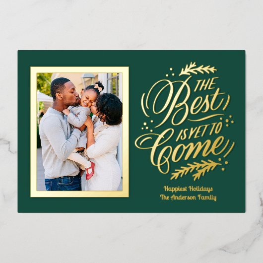 エレガントまだ最高の写真が見え来ずの金ゴールド 箔シーズンカード (正面)