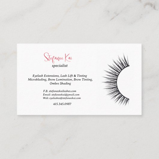 エレガントまつ毛のエクステンション/ティンティング名刺 名刺 (裏面)