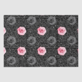 エレガントみすぼらしいシックなピンクのバラと手書き 薄葉紙