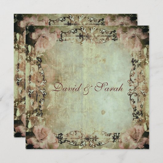 エレガントみすぼらしいシックなフローラが日付を保存 セーブザデート (正面/裏面)