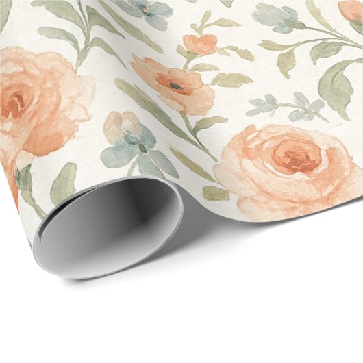 エレガントみすぼらしいシックフランスのフローラアートパターン ラッピングペーパー (ロールコーナー)