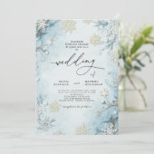 エレガントアイスブルー冬のフローラ結婚ズ 招待状 (スタンド正面)