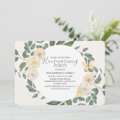 エレガントアイボリーとグリーン引っ越し祝いパーティーパーティー 招待状 (スタンド正面)