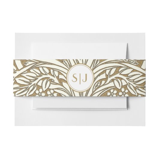 エレガントアイボリーと金ゴールドが初期化さ結婚れた 招待状ベリーバンド (正面例)
