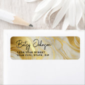 エレガントアイボリーと金ゴールドマーブル差出人住所 ラベル (インサイチュ)