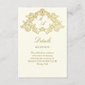 エレガントアイボリーと金ゴールドヴィンテージの結婚式詳細 エンクロージャーカード (正面)