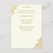 エレガントアイボリーと金ゴールドヴィンテージの結婚式詳細 エンクロージャーカード (裏面)