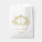 エレガントアイボリーと金ゴールドヴィンテージ結婚式テンプレート フェイバーバッグ (正面)