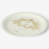 エレガントアイボリーと金ゴールドヴィンテージ結婚式テンプレート ペーパープレート (アングル)