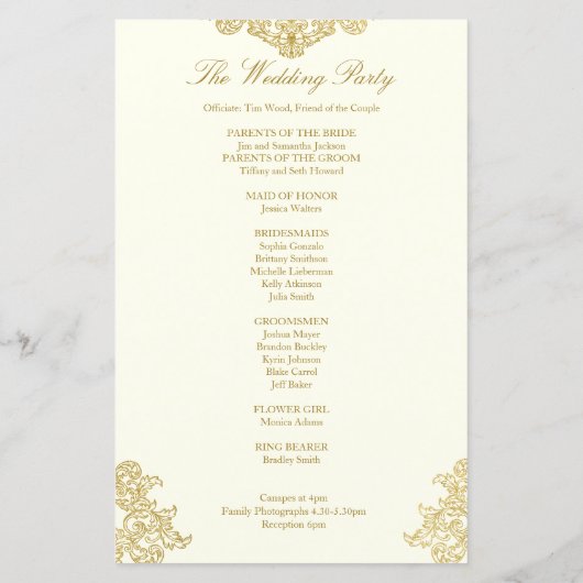 エレガントアイボリーと金ゴールドヴィンテージ結婚式 (裏面)