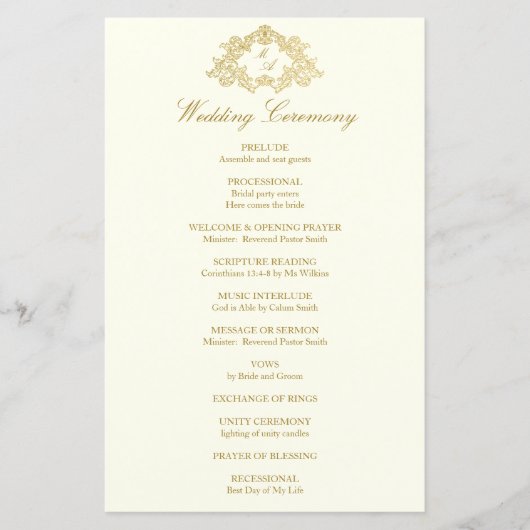 エレガントアイボリーと金ゴールドヴィンテージ結婚式 (正面)