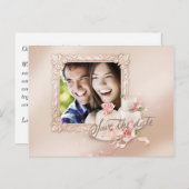 エレガントアイボリーと金ゴールド写真の保存日付 案内ポストカード (正面/裏面)