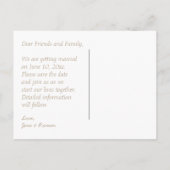 エレガントアイボリーと金ゴールド写真の保存日付 案内ポストカード (裏面)