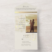 エレガントアイボリーと金ゴールド結婚 オールインワン招待状 (内側)