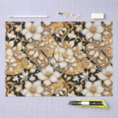 エレガントアイボリーとB；バックフローラティッシュペーパー 薄葉紙 (クラフト)