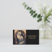 エレガントアイボリーアールヌーボーフェリンパーソナライズされた 名刺 (スタンド正面)