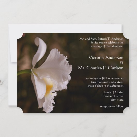 エレガントアイボリーオーキッドアーストン結婚式招待状 招待状 (裏面)