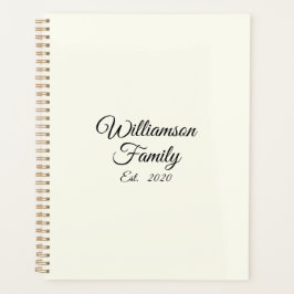 エレガントアイボリークカスタムラックススクリプトファミリ名の日付 プランナー手帳