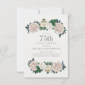 エレガントアイボリークリームフローラ75th誕生日 招待状 (正面)