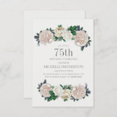 エレガントアイボリークリームフローラ75th誕生日 招待状 (正面/裏面)