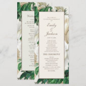 エレガントアイボリークリームヴィンテージフローラ結婚式 プログラム (正面/裏面)