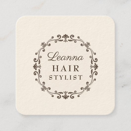 エレガントアイボリークリーム美容師アポイントメントカード 予約カード (正面)