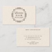 エレガントアイボリークリーム美容師アポイントメントカード 予約カード (正面/裏面)