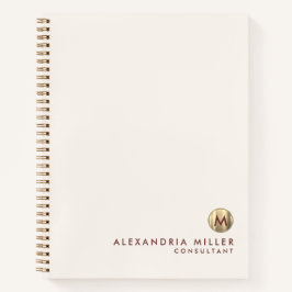 エレガントアイボリークリーム金ゴールドモノグラム ノートブック