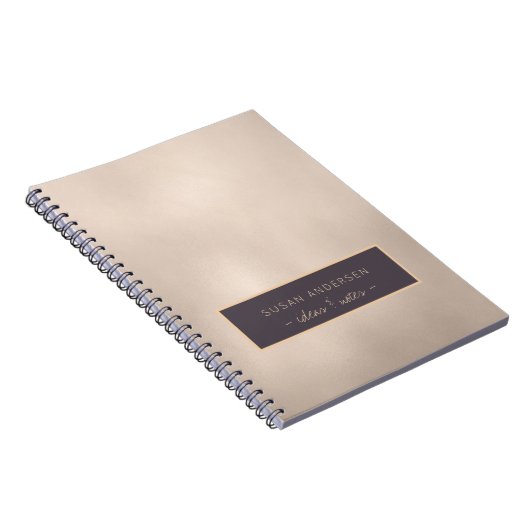 エレガントアイボリーゴールドフォイル名・文字パーソナライズされた ノートブック (右側)