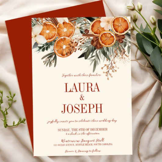 エレガントアイボリーシトラスフローラ結婚ズ 招待状