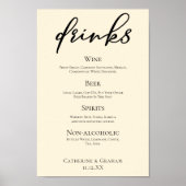 エレガントアイボリーシンプルの結婚バードリンク ポスター (正面)