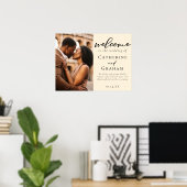 エレガントアイボリーシンプルカップル写真結婚ズ ポスター (ホームオフィス)