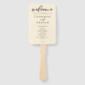 エレガントアイボリーシンプルタイポグラフィ結婚式 プログラム ハンドファン (正面)