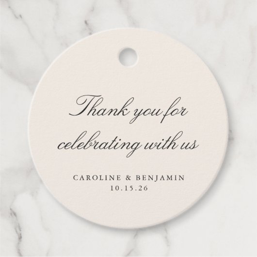 エレガントアイボリース結婚トのカスタム フェイバータグ (正面)