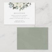 エレガントアイボリーセージフローラウェディングレセプション エンクロージャーカード (正面/裏面)