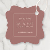 エレガントアイボリーダークピーチフレームタイポグラフィ結婚ズ フェイバータグ (裏面)