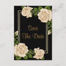 エレガントアイボリーバラと金ゴールドグリッター日付の保存