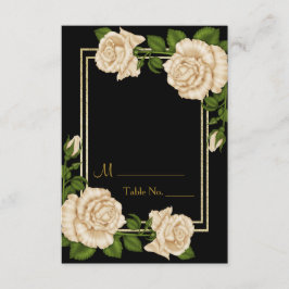 エレガントアイボリーバラと金ゴールドグリッター表の番号 招待状