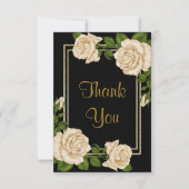 エレガントアイボリーバラ&金ゴールドグリッターありがとう サンキューカード (正面)