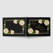 エレガントアイボリーバラ&金ゴールドグリッター18誕生日 ゲストブック (全面)