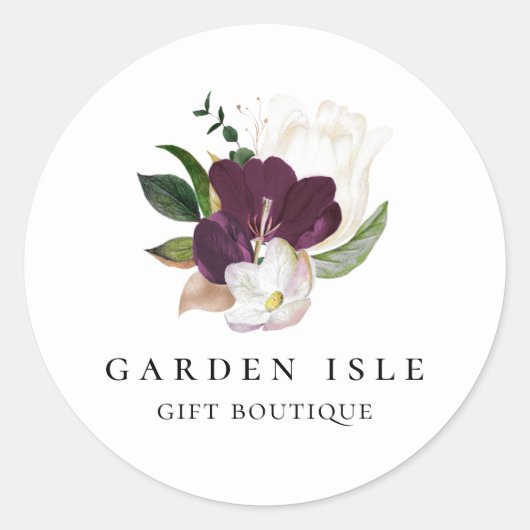 エレガントアイボリーパープルフローラブーケ ラウンドシール (正面)