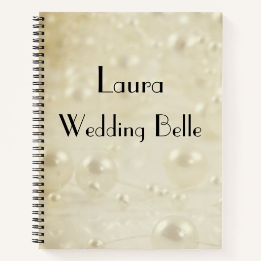 エレガントアイボリーパールパーソナライズされたズ結婚ベル ノートブック (正面)