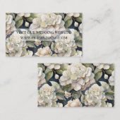 エレガントアイボリーピンク緑のネイビー色フローラ エンクロージャーカード (正面/裏面)