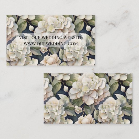 エレガントアイボリーピンク緑のネイビー色フローラ エンクロージャーカード (正面/裏面)