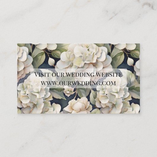 エレガントアイボリーピンク緑のネイビー色フローラ エンクロージャーカード (正面)
