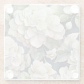 エレガントアイボリーピンク緑のネイビー色フローラ ガラスコースター (裏面)