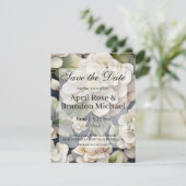 エレガントアイボリーピンク緑のネイビー色フローラ セーブザデート (スタンド正面)